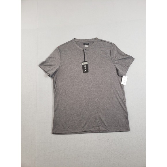 Alfant Other - Alfant Men Henley Shirts L Gray Short Sleeve Pullover Stretched Logo Casual